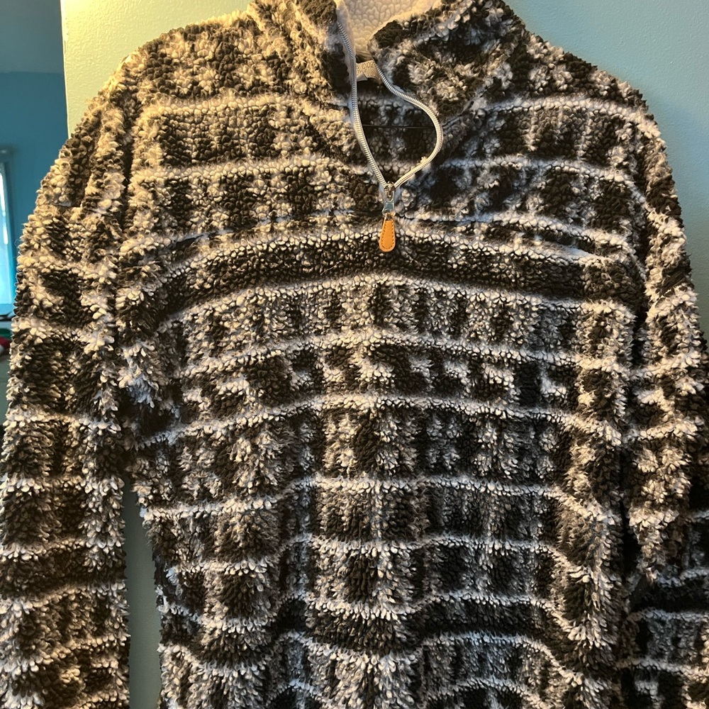 Cozy Black and Gray Zip-Up Sweater